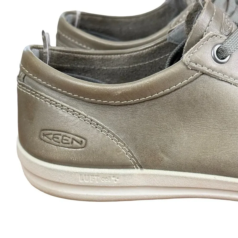 Keen Lorelai Sneakers Olive Green Leather Lace Up Sneakers Casual Shoes sz 6